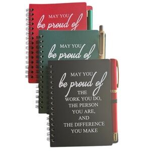 New Set Of 3 Mini Spiral Bound Inspirational Notebook With Pen